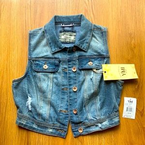 YMI jean sleeveless denim jacket NWT size medium